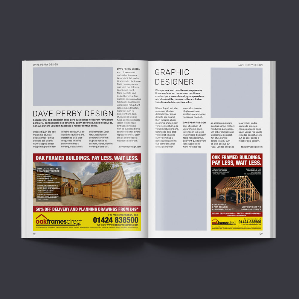 Oak Frames Direct - Half and Quarter Page Advert